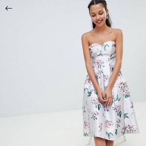 ASOS Chi Chi London Bandeau Printed MIDI Dress